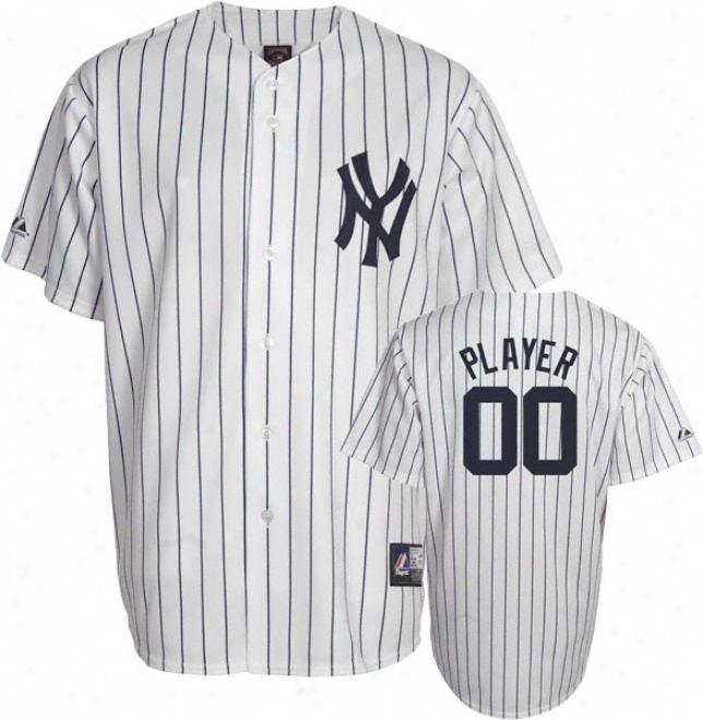 New York Yankees Cooperstown White/navy -any Player- Replica Jersey