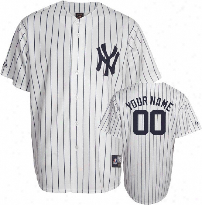 New York Yankees Cooperstown White/navy -personalized With Your Name- Replica Jersey