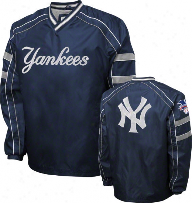 New York Yankees Navy V-neck Pullover Jacket