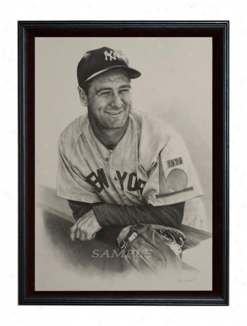 New York Yankees - &quotvintage Lou Gehrig&quot - Large - Framed Giclee