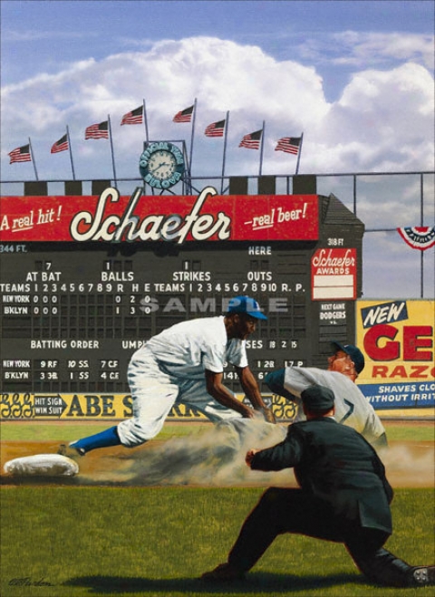 New York Yankeez/brooklyn Dodgers - &quot2nd At Ebbets&quot - Oversized - Unframed Giclee