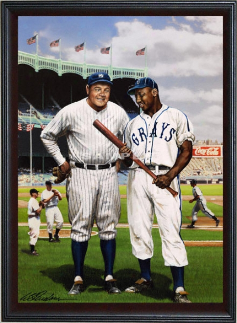 New York Yankees/homestead Grays - &quotjosh And The Babe&quot - Oversized - Framed Giclee