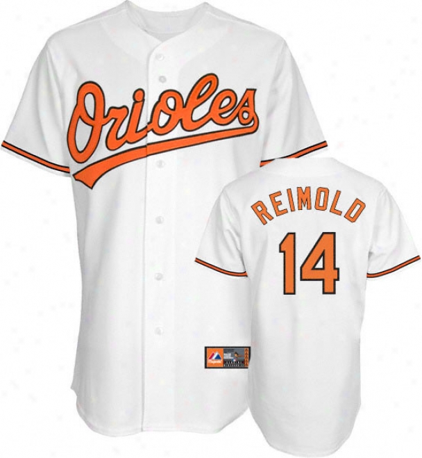 Nolan Reimold Jersey: Adylt Majestic Home White Replica #14 Baltimore Orioles Jersey