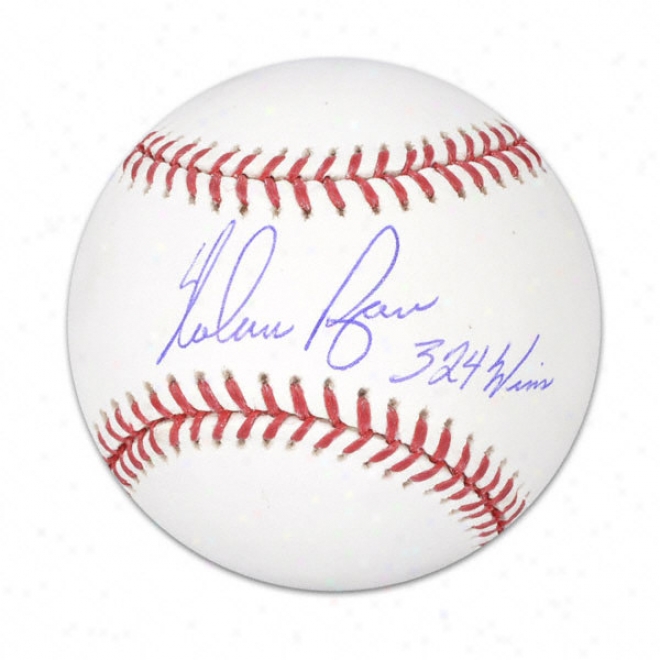 Nolan Ryan Autographed Baweball  Details: 324 Wins Inscription