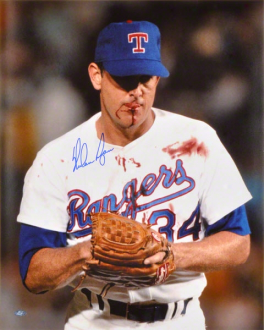 Nolan Ryan Texas Rangers - 'bloodied' - Autographed 16x20 Photo