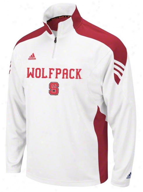 North Carolina State Wolfpack Adieas White Scorch Coaches Football Sideline 1/4 Zip Pullover Jacket