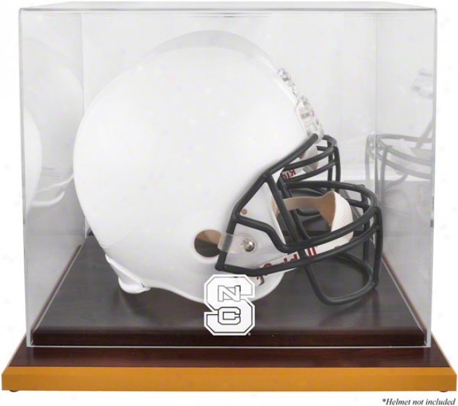 North Carolina State Wolfpack Logo Helmet Display Case  Details: Wood Base, Mirrored Back