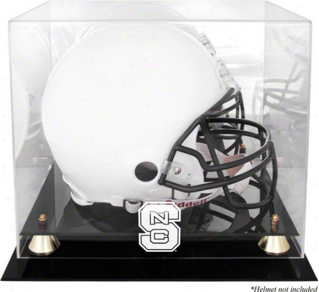 North Carolina State Wolfpack Logo Helmet Display Case  Details: Golden Classic, Mirrored Back