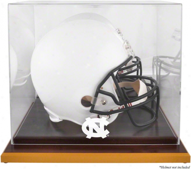 North Carolina Tar Heels Logo Helmet Display Case  Details: Wood Base, Mirrored Back