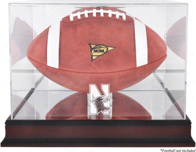 Northwestern Wildcats Log Football Display Case  Details: Mahogany, Mirror Back, Bottom