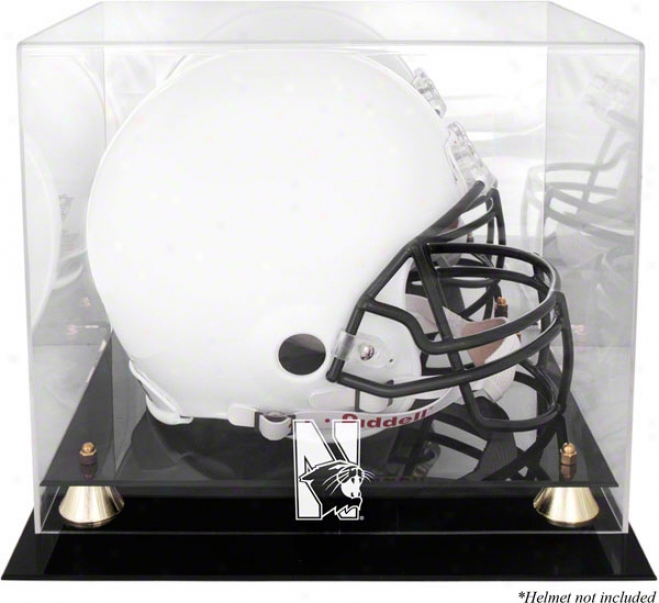 Northwestern Wildcats Logo Helmet Display Case  Details: Golden Classic, Mirrored Back