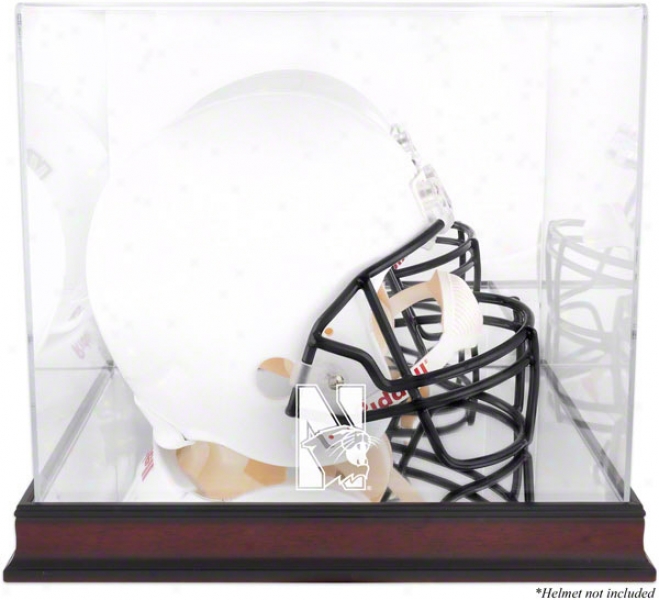 Northwestern Wildcats Logo Helmet Display Case  Details: Mahogany, Mirrored Back, Bottom