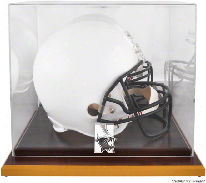 Northwestern Wildcats Logo Helm Display Case  Particulars: Wood Base, Mirrored Hindmost