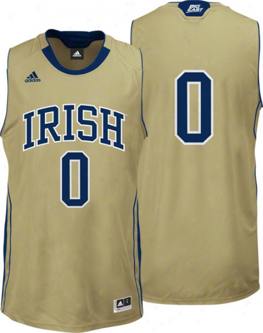 Notre Dame Fightiny Irish Adidsa #0 Gold Replica Basketball Jersey