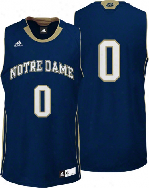 Notre Dame Fighting Iriah Adidas #0 Road Navy Replica Basketball Jersey