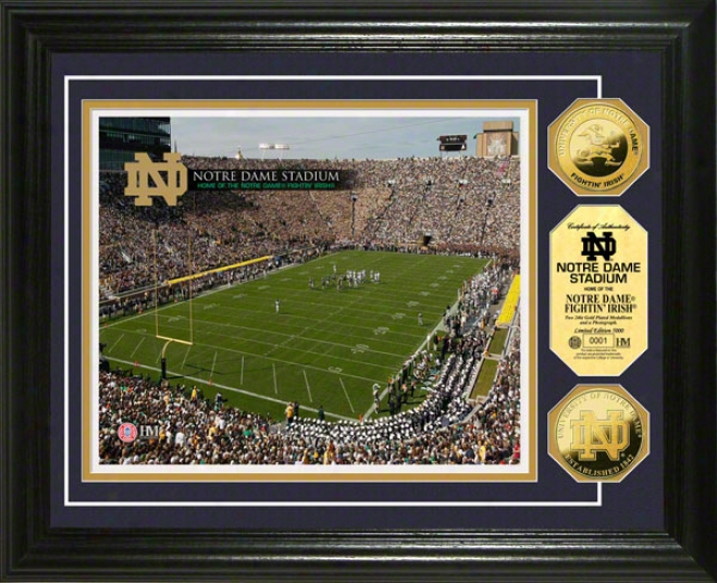 Notre Dame Fighting Irish Stadium 24kt Gold Coin Photo Mint