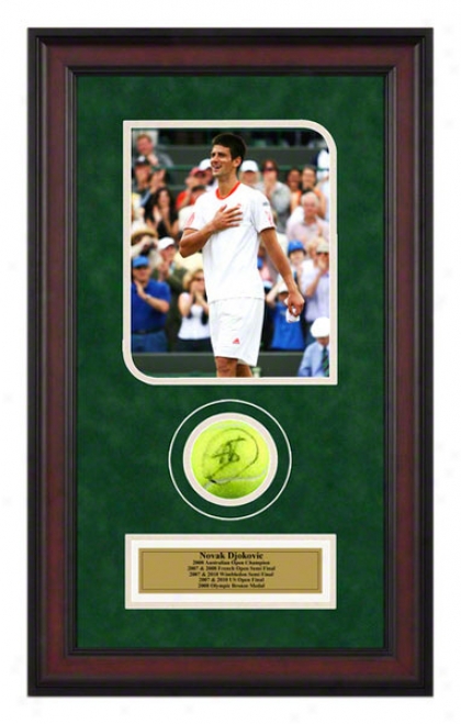 Novak Djokovic 2007 Wimbledon Match Framed Autographef Tennis Ball With Photo