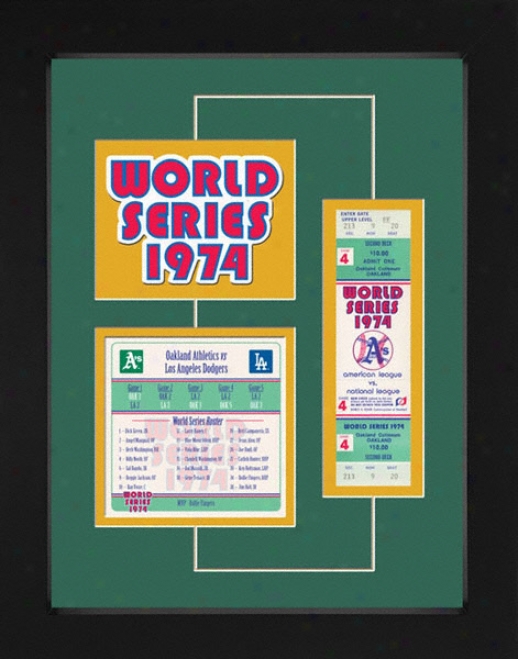 Oakland Athletics 1974 World Series Replica Ticket & Patch Frame