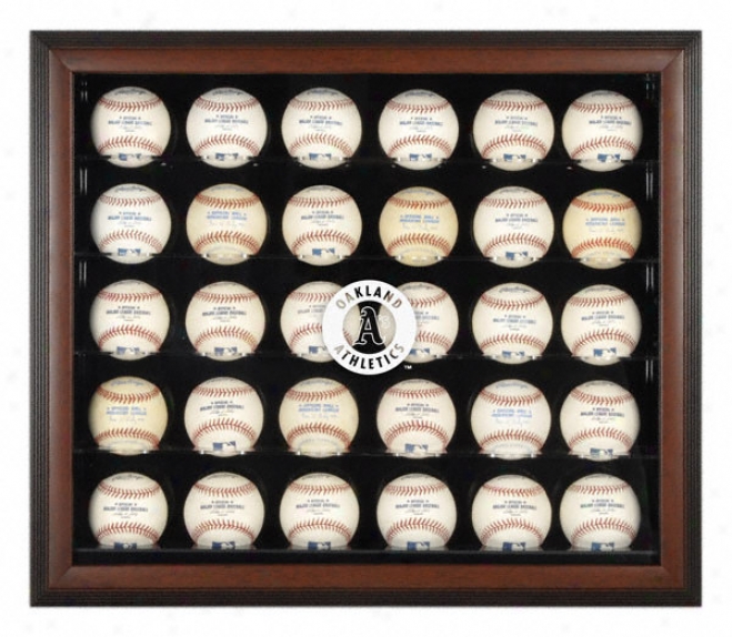 Oakland Athltics Brown Framed 30-ball Logo Display Case