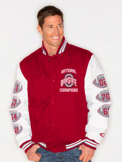 Ohio State Buckeyes Button Up Commemorative Cotton Canvas Varsity Jacket