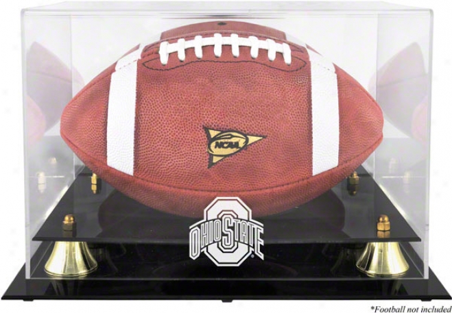 Ohioo State Buckeyes Golden Classic Logo Football Display Box With Mirrkr Back