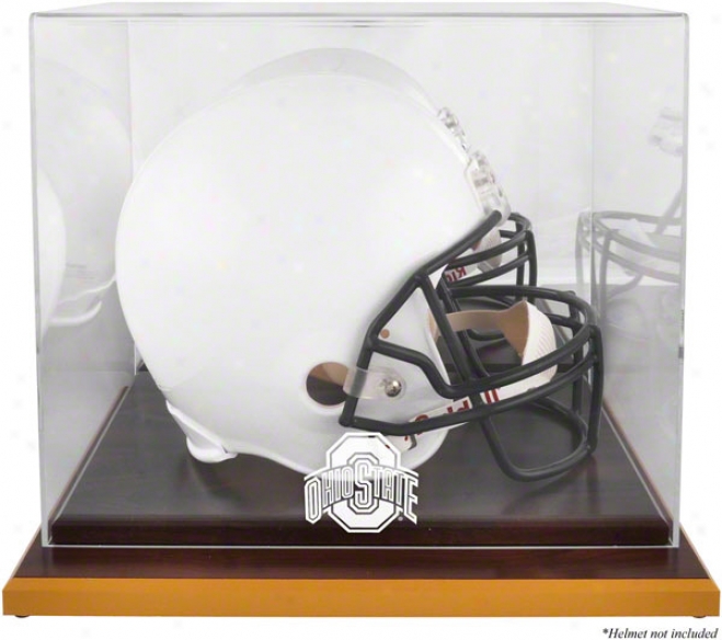 Ohio State Buckeyse Team Logo Helmet Display Case  Details: Wood Base, Mirror Back