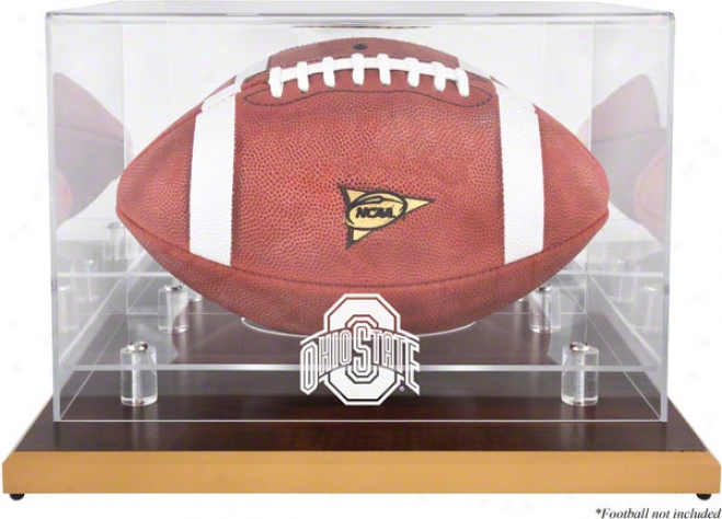 Ohio State Buckeyes Wood Base Logo Football Display Case With Mirror Back