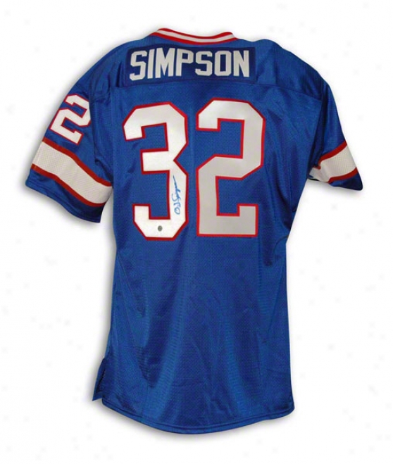 O.j. Simpson Buffalo Bills Autographed Blue Throwback Jersey