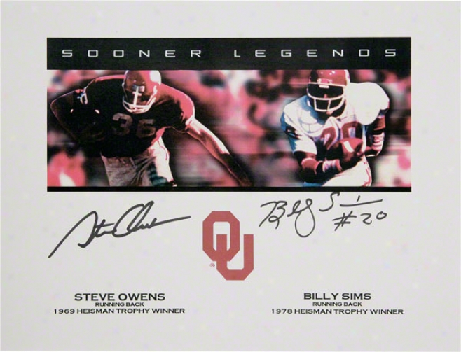 Oklahoma Sooners Billy Sims And Steve Owens Autographed Mark