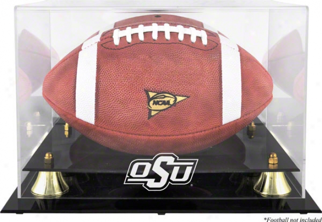 Oklahoma Rank Cowboys Golden Classic Logo Football Display Case With Mirror Back