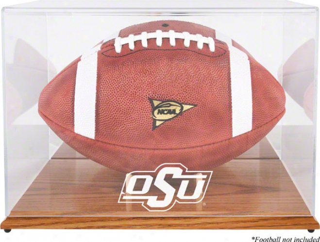 Oklahoma State Cowboys Team Logo Football Display Case  Details: Oak Base, Mirror Back