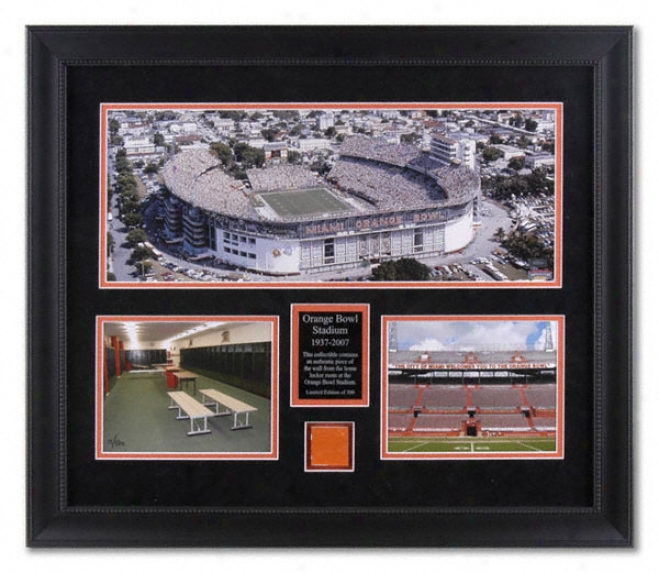 Orange Bowl Stadium Framed Mini Panoramic Photograph With Locke rRoom Concrete Piece