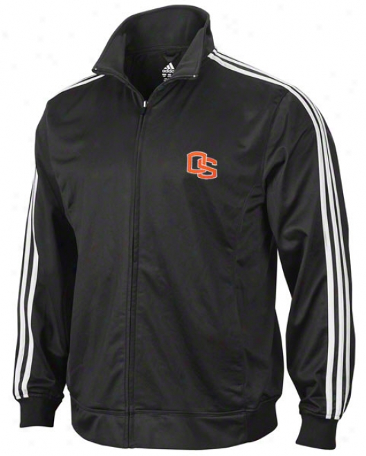 Oregon State Beavers Adidas Black 3-stripe Footprint Jacket