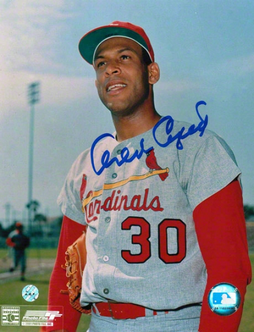 Orlando Cepeda St. Louis Cardinals Autographed 8x10 Photo Holding Glove