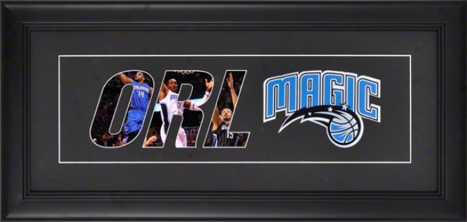 Orlando Magic Framed 10x20 Blaxk Matte Logo Art Collage