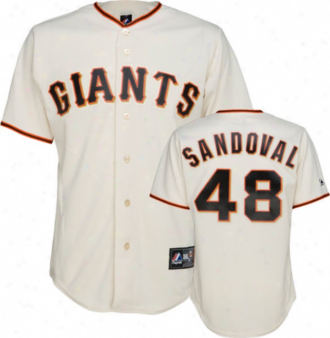 Pablo Sandoval Jersey: Adult Majestic Fireside Ivory Autograph copy #48 San Francisco Giants Jersey