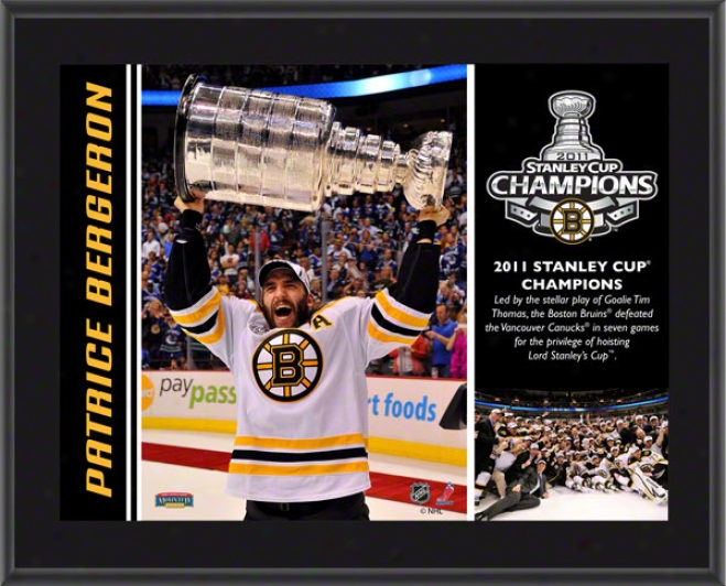 Patrice Bergeron Brooch  Details: Boston Bruins, 2011 Stanley Cup Champions, Sublimatef, 10x13, Nhl P1aque