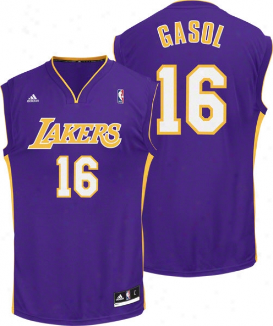 Pau Gasol Jerssy: Adisas Revolution 30 Purple Replica #16 Los Angeles Lakers Jersey