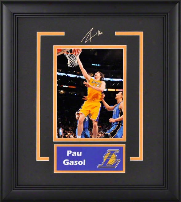 Pau Gasol Los Angeles Lakers Framed 6x8 Photograph With Facsimile Signature And Plate