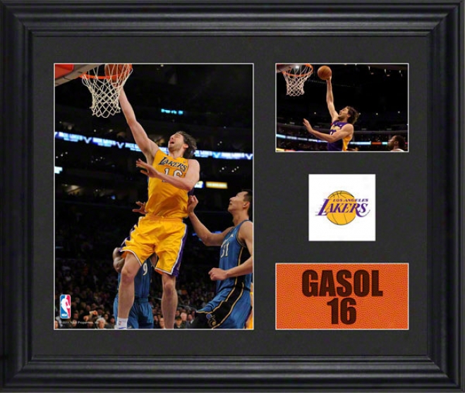 Paul Gasol Framed 2- Photograph Collage  Details: Los Angeles Lakers, Team Logo