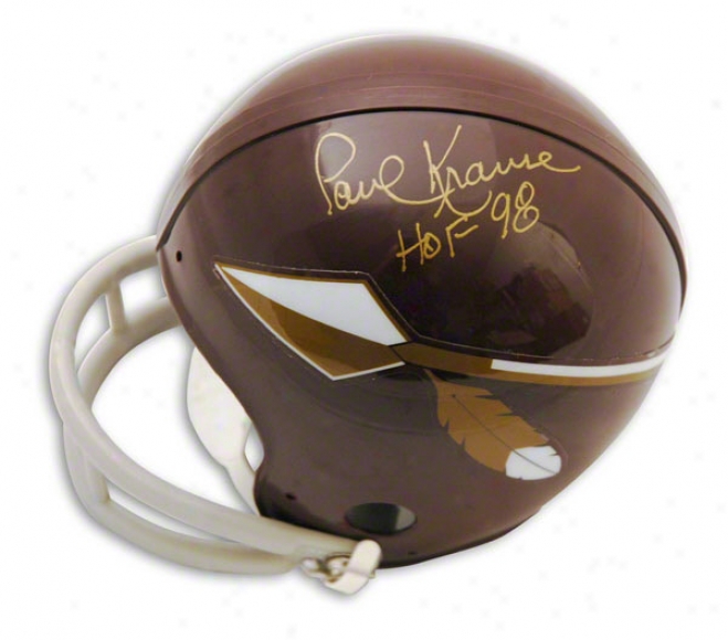 Paul Krause Autographed Washington Redskins Throwback Mini Helmet Inscribed Hof 98