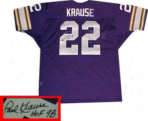 Paul Krause Minnesota Vikings Autographed Purple Throwback Jersey