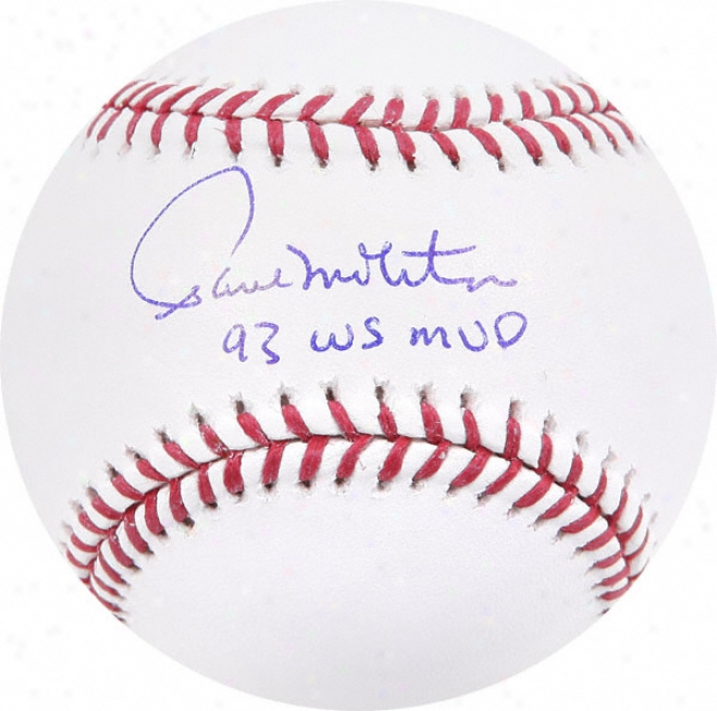 Paull Molitor Autographed Baseball  Particulars: 93 Ws Mvp Insfription