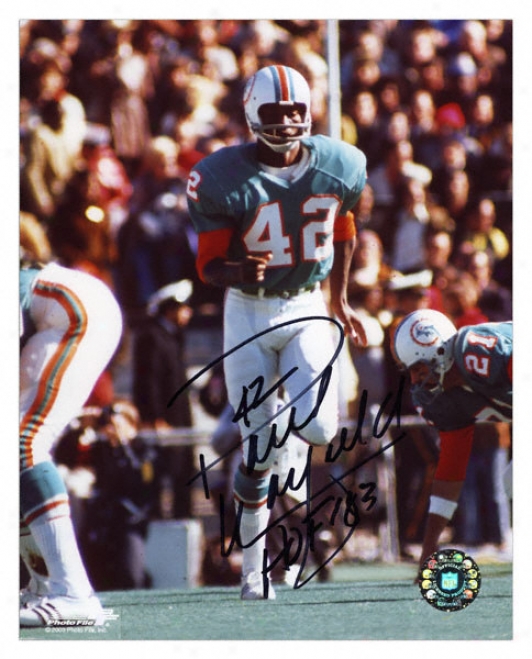 Paul Warfield Miami Dolphins Autographed 8x10 Photograph With Public room Of Fame 1983 Inscription