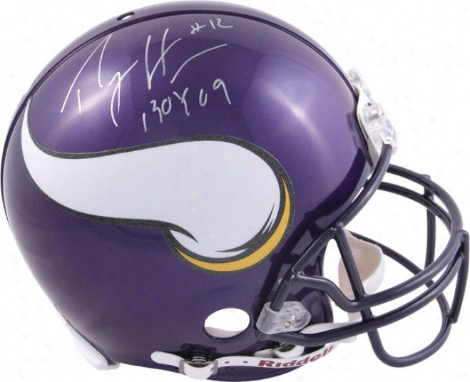 Percy Harvin Autographed Pro-line Helmet  Details: Minnesota Vikings, Authentic Riddell Helmet, Roy '09 Inscriptoin