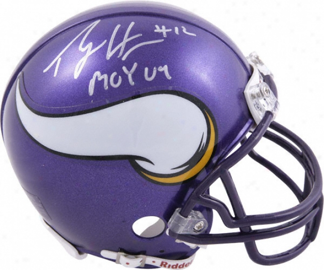 Percg Harvin Minnesota Vikings Autographed Mini Helmet With Roy'09 Inscription