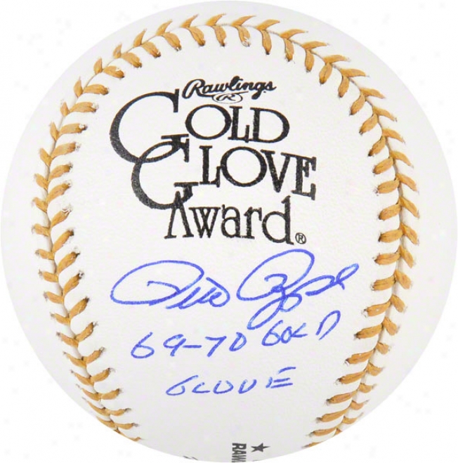 Pete Rose Autographed Baseball  Details: Gold Glove, 69-70 Gg Inscription