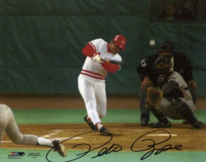 Pete Rose Cincinnati Reds Hit #4192 8x10 Autographed Photograph