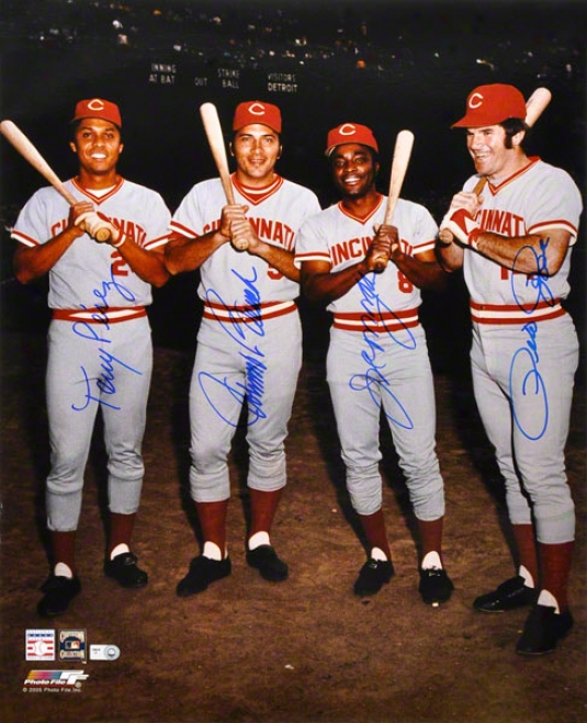 Pete Rose - Johnny Bench - Tony Perez - Joe Morgan Cincinnati Reds -- Big Red Machine -- Multi Autographed 16x20 Photograph