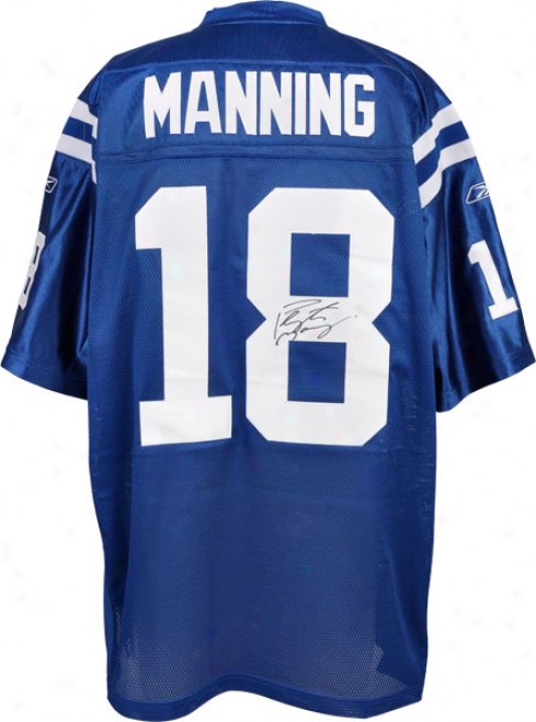 Peyton Manning Autog5aphed Jersey  Details: Indianapolis Colts, Reebok, Authentic, Blue